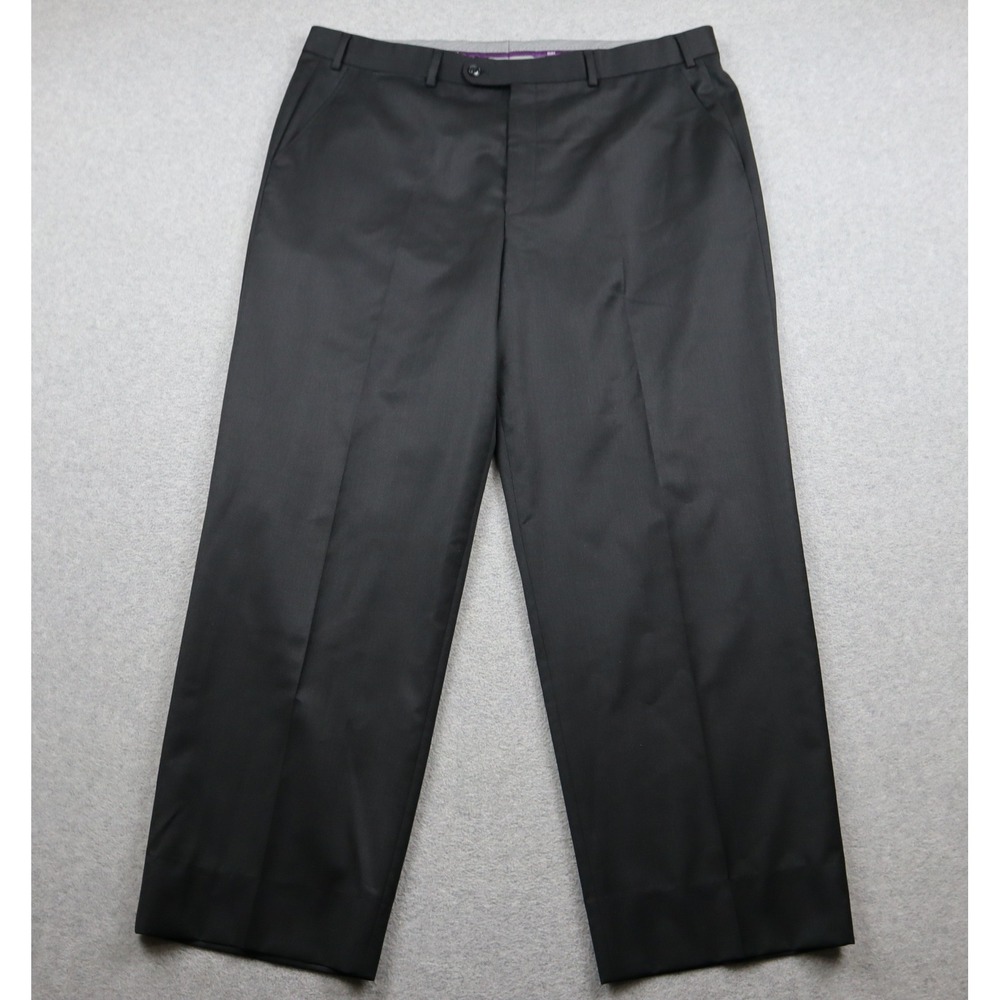 Hiltl Mens 40x30 Dress Pants Black Angelico Super 140s Wool Flat Front Trousers